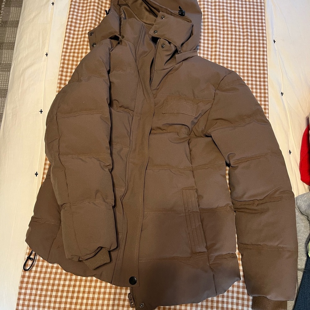 Women’s Brown Puffer Hooded Jacket